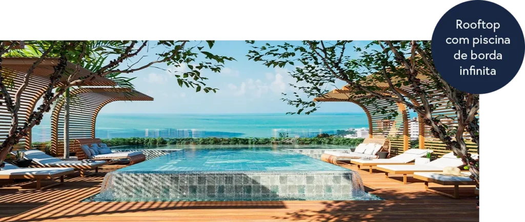 Rooftop com piscina de borda infinita